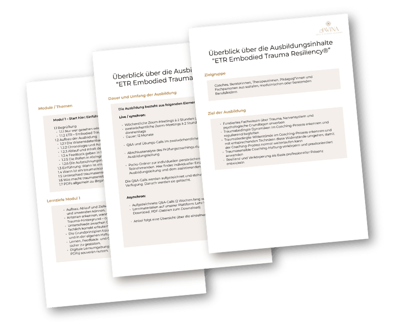 Savina Traumasensible Ausbildung Soul and Science Academy ETR Ausbildungsinhalte