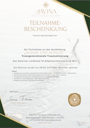 Scham und Schuld 1 Savina Traumasensible Ausbildung Soul and Science Academy Scham und Schuld
